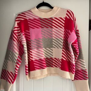 THML Pink and Gray Plaid Women's Sweater